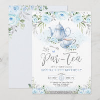 Let's Par-Tea Silver Baby Blue Birthday Tea Party