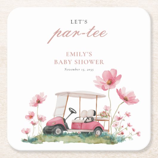 Let's Par-tee Golf Baby Shower Rechteckiger Pappuntersetzer (Vorderseite)