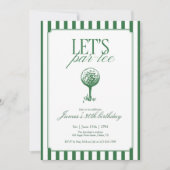 Lets Par Tee Golf Birthday Party Green Stripe Einladung (Vorderseite)