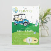 Let's Par-tee Golf Boy 1st Birthday Invitati Einladung (Stehend Vorderseite)