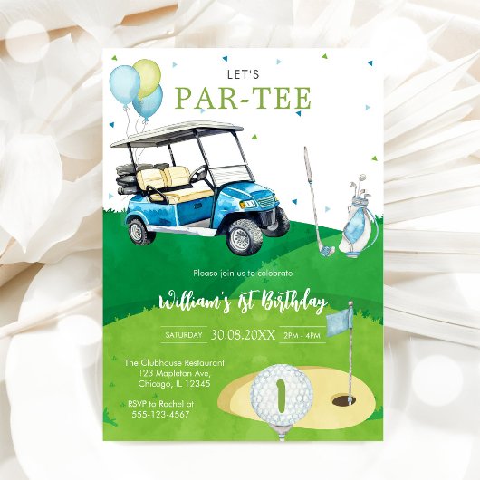 Let's Par-tee Golf Boy 1st Birthday Invitati Einladung