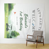 Let's Par-Tee Golf Buggy Birthday Photo Backdrop Wandteppich (Beispiel (Horizontal))