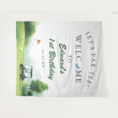 Let's Par-Tee Golf Buggy Birthday Photo Backdrop Wandteppich (Vorderseite (Horizontal))