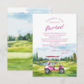 Let's Par-Tee Golf Geburtstag Rosa Dankeskarte (Vorne/Hinten)