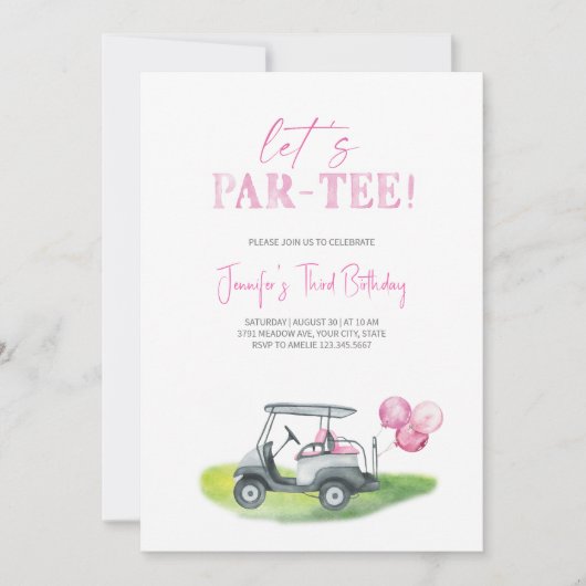 Let's Par-tee Mini Golf Girl Birthday Einladung (Vorderseite)