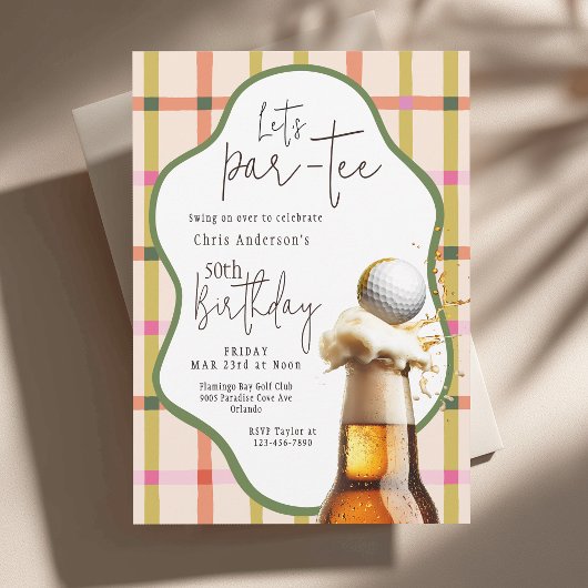 Let's Par-Tee Retro Plaid Whimsical Birthday Einladung