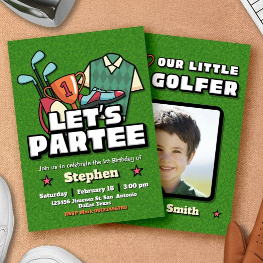 Lets Partee - Golf Birthday Invitation Einladung