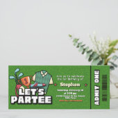 Lets Partee - Golf Birthday Ticket Invitation Einladung (Stehend Vorderseite)