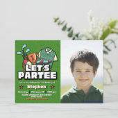 Lets Partee - Golf Geburtstag mit Foto Landschaft Einladung (Stehend Vorderseite)