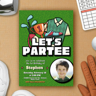 Lets Partee - Golf-Geburtstagseinladung mit Foto Einladung