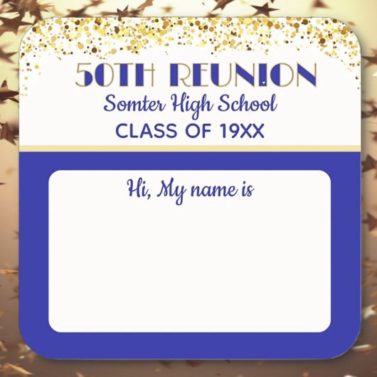 Let's Party! 50th Class Reunion custom  Quadratischer Aufkleber