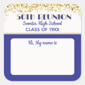 Let's Party! 50th Class Reunion custom  Quadratischer Aufkleber (Vorderseite)