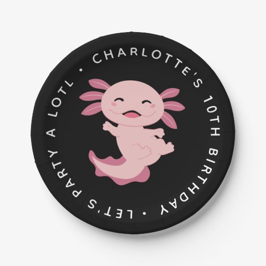 Let's Party A Lotl ・ Axolotl Birthday Party Pappteller (Vorderseite)