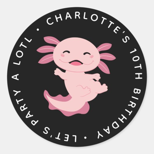 Let's Party A Lotl ・ Axolotl Birthday Runder Aufkleber (Vorderseite)