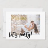 Let's Party Black Brush Script 4 Foto Verlobung Einladung (Vorderseite)