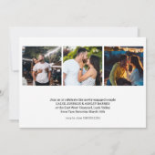 Let's Party Black Brush Script 4 Foto Verlobung Einladung (Rückseite)