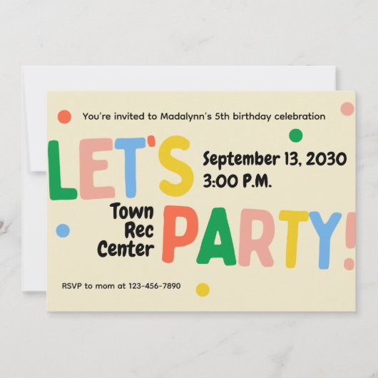 let's party colorful birthday celebration invite einladung (Vorderseite)