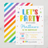 Let's party colorful birthday party einladung (Vorne/Hinten)
