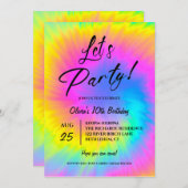 Let's Party Colorful Tie Dye birthday Einladung (Vorne/Hinten)