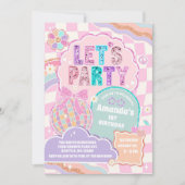 LET'S PARTY Disco Rainbow Birthday Invitation Einladung (Vorderseite)