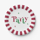 Let's Party Festive Retro Whimsical Red and Green Pappteller (Vorderseite)