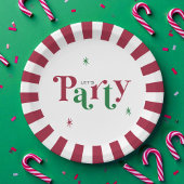 Let's Party Festive Retro Whimsical Red and Green Pappteller