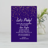 Let's Party Gold Confetti|Lila Rückgabe Gold Folieneinladung (Stehend vorne)