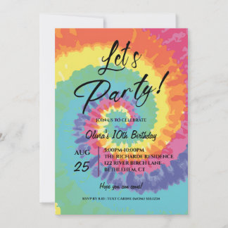 Let's Party, Pink Tie Dye birthday Einladung