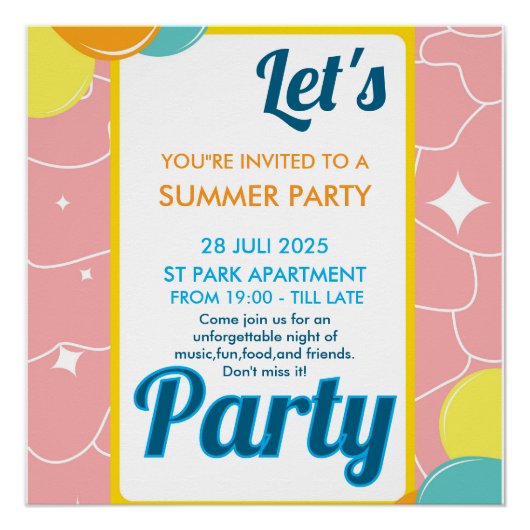 let's party poster (Vorderseite)