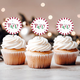 Let's Party Retro Whimsical Red and Green Runder Aufkleber