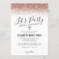 Let's Party Rose Gold Glitzer Virtual Geburtstag