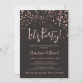 "Let's Party" Rose Gold Gray Elegante Verlobung Einladung (Vorderseite)