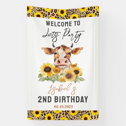 Let's Party Till the Cows Come Home 2nd Birthday Banner (Vertikal)