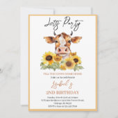 Let's Party Till the Cows Come Home 2nd Birthday Einladung (Vorderseite)