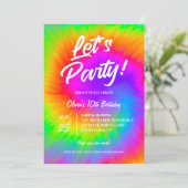 Let's Party Vibrant Tie Dye birthday Einladung (Stehend Vorderseite)