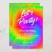 Let's Party Vibrant Tie Dye birthday Einladung (Vorne/Hinten)
