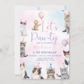 Let's Paw-ty! Adorable Cat Birthday Party  Einladung (Vorderseite)
