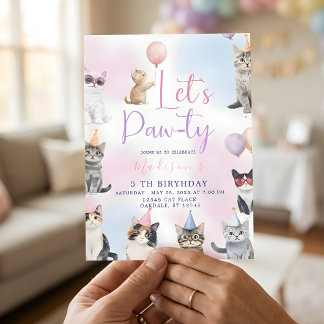 Let's Paw-ty! Adorable Cat Birthday Party  Einladung