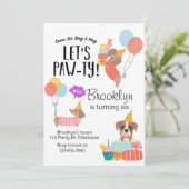 Let's Paw-ty, Dog Birthday, Puppy Party Einladung (Stehend Vorderseite)