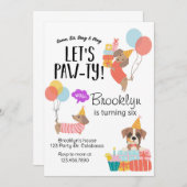 Let's Paw-ty, Dog Birthday, Puppy Party Einladung (Vorne/Hinten)