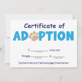 Let's Paw-ty, Pet Adoption Certificate Einladung