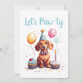 Let's Pawty Birthday Dachshund Dogs Einladung