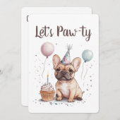 Let's Pawty Birthday French Bulldog Einladung (Vorne/Hinten)