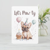 Let's Pawty Birthday French Bulldog Einladung (Stehend Vorderseite)