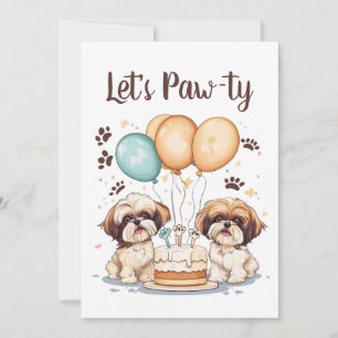 Let's Pawty Birthday Shih Tzu Hunde Geburtstagstor Einladung
