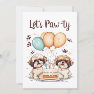 Let's Pawty Birthday Shih Tzu Hunde Geburtstagstor Einladung