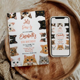 Let's Pawty Cat 5th Birthday | Custom Birthday Kid Einladung