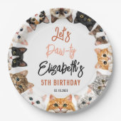 Let's Pawty Cat 5th Birthday | Custom Birthday Kid Pappteller (Vorderseite)