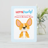 Let's Pawty Corgi Birthday Einladung (Stehend Vorderseite)