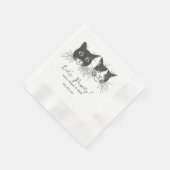 Let's Pawty Custom Cat Drawn Cocktail Wedding Serviette (Ecke)